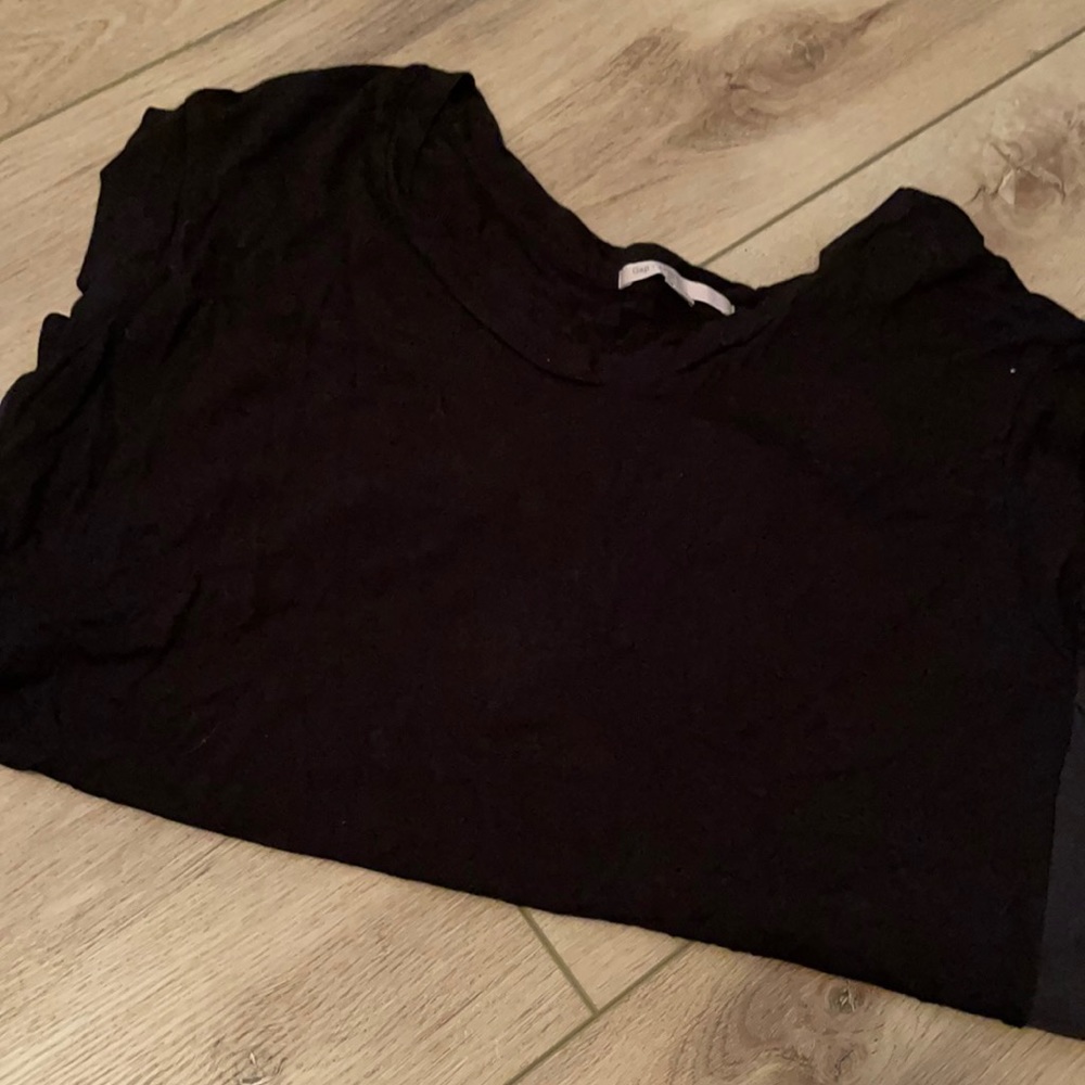 Black shirt sleeved tee shirt with silk back